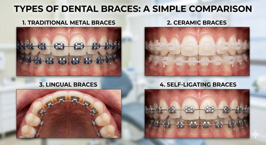 Comparison of orthodontic options: clear aligners, ceramic braces, and metal braces
